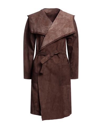 Accuà By Psr Woman Overcoat Dark Brown Size M Soft Leather