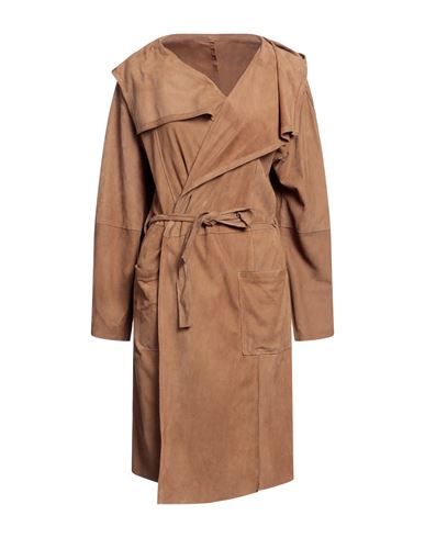 Accuà By Psr Woman Overcoat Camel Size L Soft Leather In Beige