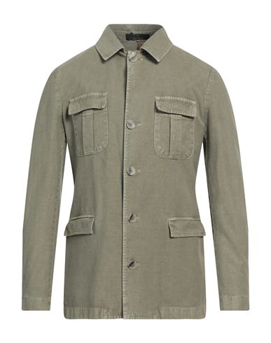 Santaniello Man Jacket Khaki Size 38 Cotton, Linen In Beige