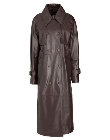 8 By Yoox Leather Oversize Maxi Coat Woman Coat Cocoa Size 12 Lambskin In Brown