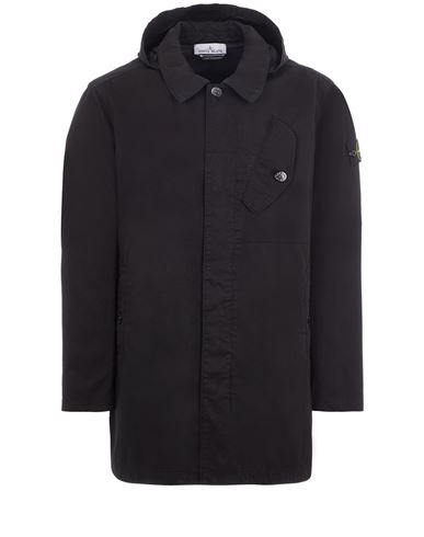 Stone Island Veste Longue Noir Coton In Noir