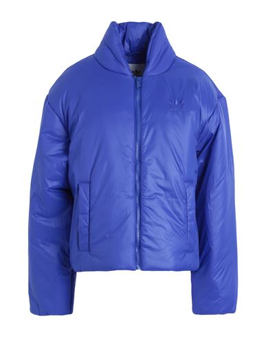Adidas Originals Duvet Shrt Coat Woman Jacket Bright Blue Size 12 Recycled Polyamide