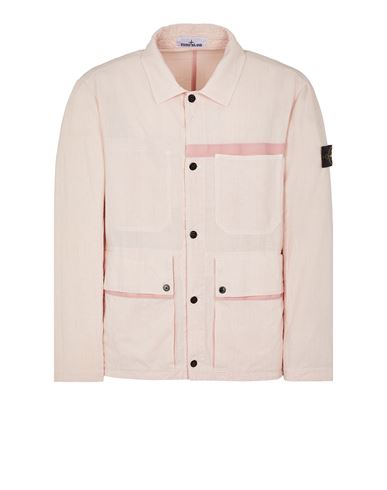 Stone Island Lightweight Jacket Pink Linen, Polyamide In Rose