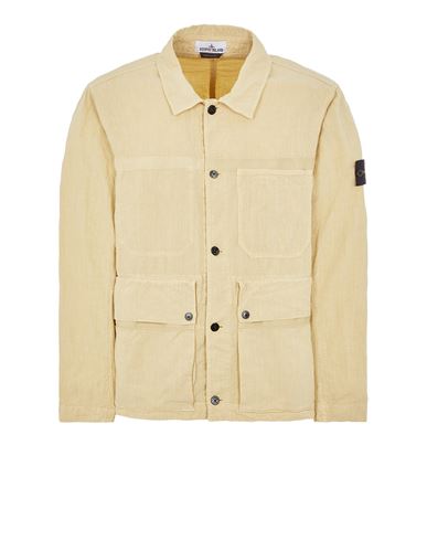 Shop Stone Island Lightweight Jacket Beige Linen, Polyamide