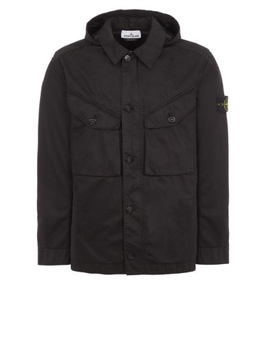 Stone Island Lightweight Jacket Black Cotton In Noir