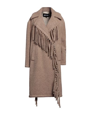 Just Cavalli Woman Coat Light Brown Size 4 Polyester, Virgin Wool In Beige