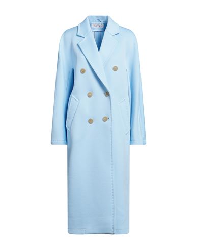Max Mara Woman Coat Light Blue Size 8 Polyester, Cotton, Polyamide In Blue