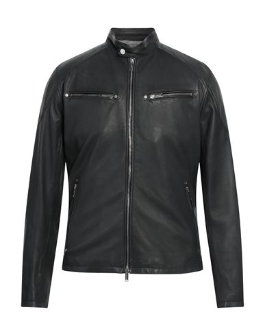 Volfagli Firenze Man Jacket Steel Grey Size 40 Soft Leather In Black