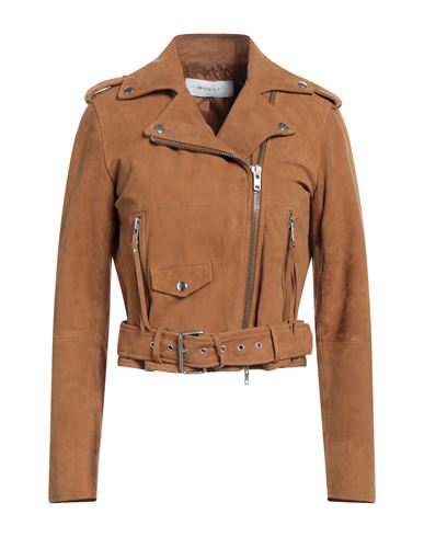 Shop Bully Woman Jacket Camel Size 8 Soft Leather In Beige