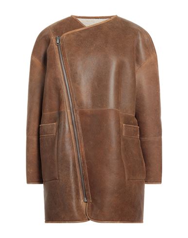 Remain Birger Christensen Woman Coat Brown Size 6 Sheepskin