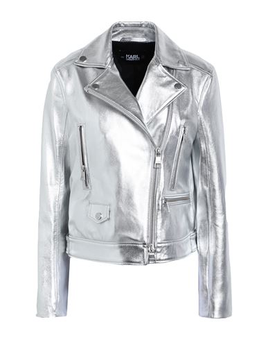 Karl Lagerfeld Woman Jacket Silver Size 8 Lambskin