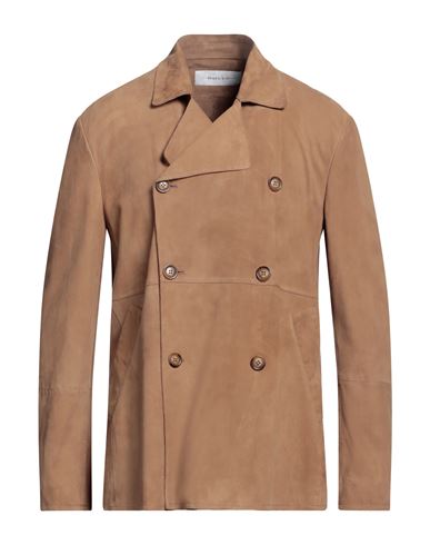 Bully Man Overcoat Camel Size 40 Soft Leather In Beige