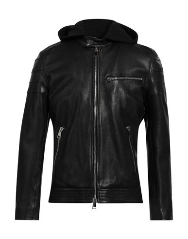 Dondup Man Jacket Black Size 42 Lambskin, Cotton
