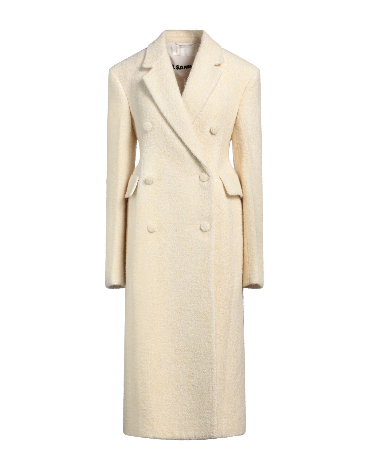 《セール開催中》JIL SANDER レディース コート パステルイエロー 32 バージンウール 48% / モヘヤ 19% / 毛（アルパカ） 19% / ナイロン 14%