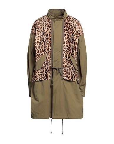 Shop Junya Watanabe Comme Des Garçons Woman Overcoat & Trench Coat Military Green Size S Cotton