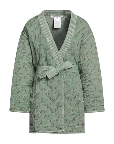 Shop Philosophy Di Lorenzo Serafini Woman Overcoat & Trench Coat Sage Green Size 6 Cotton