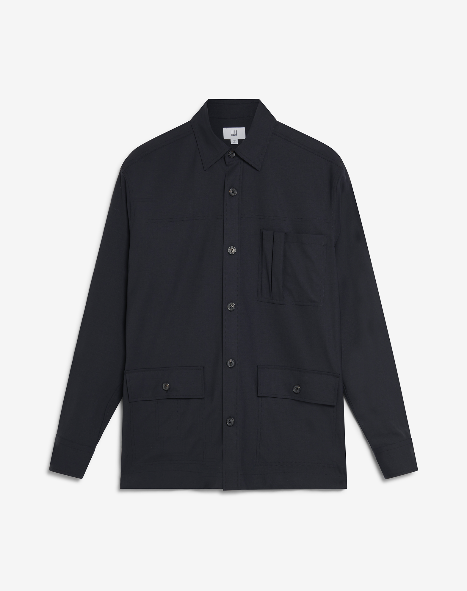 Shop Dunhill Cotton Linen Pocket Shirt Jacket In Black