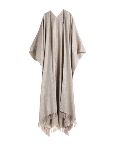 Shop Brunello Cucinelli Woman Cape Beige Size Onesize Linen, Polyester, Metallic Fiber, Polyamide