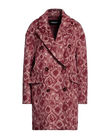 Dondup Woman Coat Burgundy Size 10 Acrylic, Polyester, Wool, Cotton, Elastane In Red