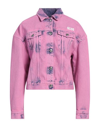 Gcds Woman Denim Outerwear Pink Size L Cotton, Glass, Brass
