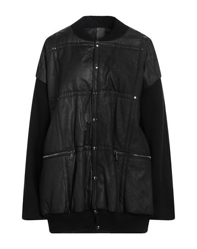 Shop Giorgio Brato Woman Jacket Black Size 6 Soft Leather, Polyamide, Acetate, Wool