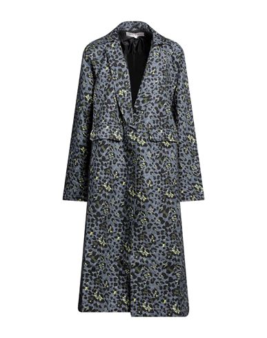 Shop Connor & Blake Woman Coat Slate Blue Size Xs Viscose, Polyester