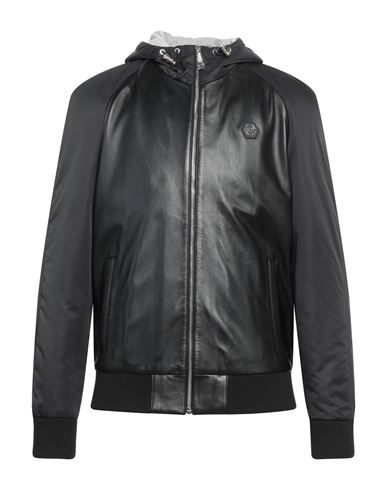 Philipp Plein Man Jacket Black Size L Lambskin, Polyester