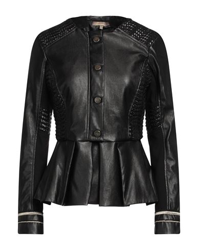 Eureka Italia Woman Jacket Black Size 8 Polyurethane, Viscose, Nylon, Elastane
