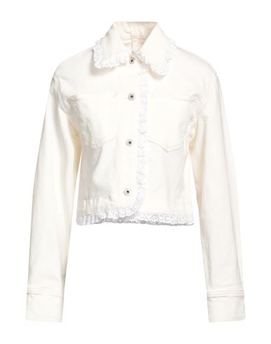 Kenzo Woman Denim Outerwear Ivory Size M Cotton, Elastane In White