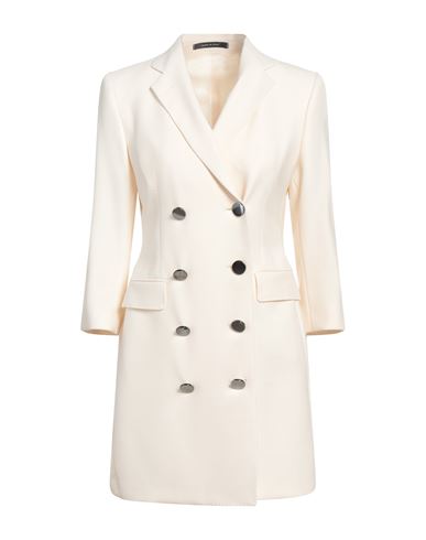 Tagliatore Woman Overcoat & Trench Coat Ivory Size 8 Polyester, Virgin Wool, Elastane In White