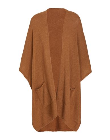 8 By Yoox Long Cape With Pockets Woman Cape Tan Size Onesize Wool, Recycled Wool, Recycled Polyamide In Brown