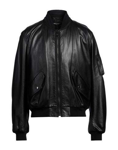 Dolce & Gabbana Man Jacket Black Size 34 Lambskin, Acrylic, Wool, Polyamide, Elastane