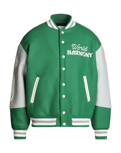 Saint Michael Man Jacket Green Size Xl Wool, Nylon, Cow Leather