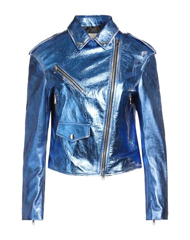 Shop Vintage De Luxe Woman Jacket Bright Blue Size 10 Leather