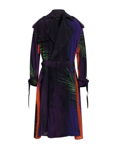 Dolce & Gabbana Man Overcoat & Trench Coat Dark Purple Size 44 Silk