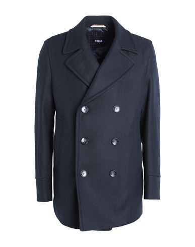 Hugo Boss Boss Man Coat Midnight Blue Size 40 Wool, Polyamide