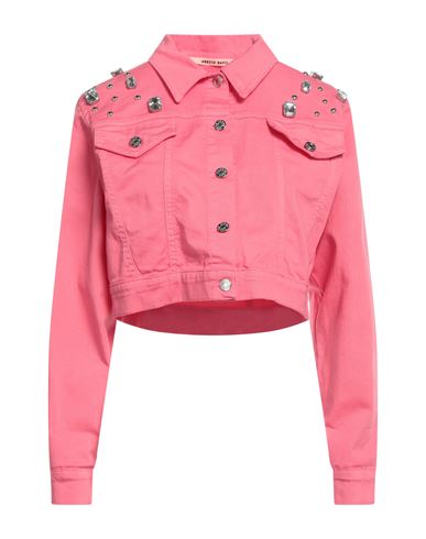 Angela Davis Woman Denim Outerwear Fuchsia Size 8 Cotton, Elastane In Pink