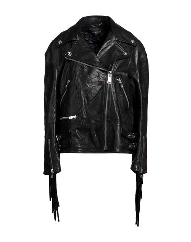 Shop Versace Woman Jacket Black Size 4 Lambskin