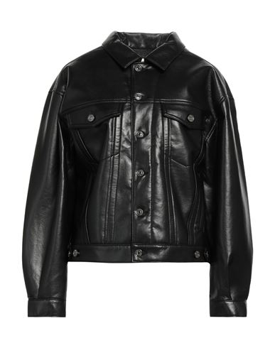 Agolde Woman Jacket Black Size S Recycled Leather, Polyurethane, Viscose, Polyester