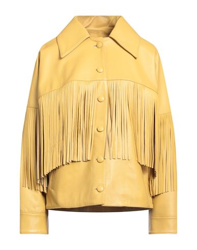 Dancassab Woman Jacket Ocher Size S Lambskin In Yellow