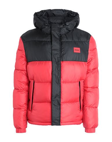 Shop Hugo Man Puffer Red Size Xl Recycled Polyester