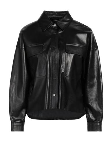 Salvatore Santoro Woman Shirt Black Size 8 Ovine Leather