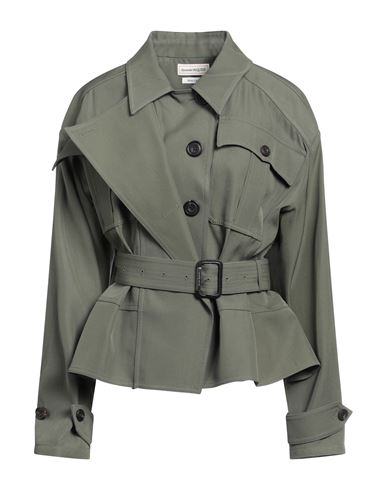 Shop Alexander Mcqueen Woman Jacket Military Green Size 6 Wool, Cotton