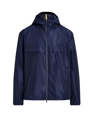 Shop Polo Ralph Lauren Water-repellent Hooded Jacket Man Jacket Navy Blue Size L Polyester, Recycled Poly