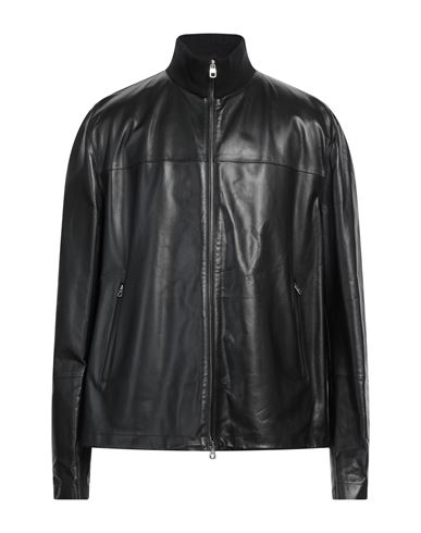 Dunhill Man Jacket Black Size 3xl Calfskin, Cotton, Polyamide, Elastane