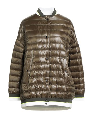 Herno Woman Puffer Military Green Size 10 Polyamide In Brown