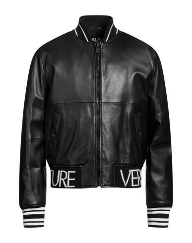 Versace Jeans Couture Man Jacket Black Size 44 Lambskin, Polyester