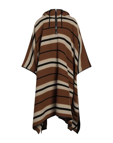 Burberry Man Capes & Ponchos Camel Size M Wool, Lambskin, Cow Leather In Brown