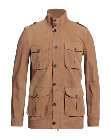 Andrea D'amico Man Jacket Camel Size 44 Leather In Beige