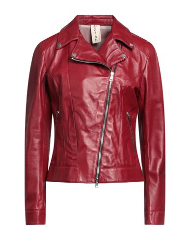 Shop Delan Woman Jacket Red Size 10 Ovine Leather